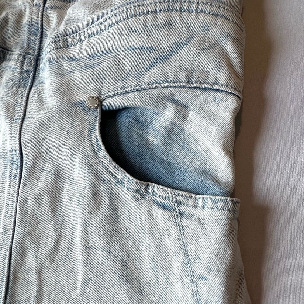 Insight Womens Dress Acid Wash Denim Strapless Sweetheart Pockets Mini Size 6 - Picture 7 of 13